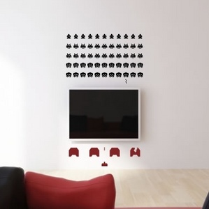 Space Invaders наклейка на стену (под размер тв)