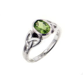 Sterling Silver Celtic Knot Green Peridot Ring