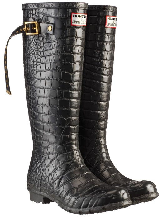 Crocodile rain boots.