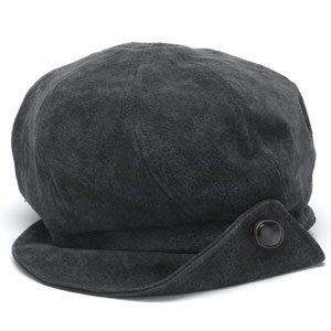 Suede Button Flap Baker Boy