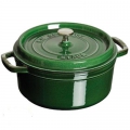 Кокотница круглая 24 см, Staub, зеленая