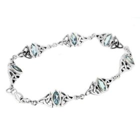 Sterling Silver Blue Topaz Celtic Trinity Knot Bracelet