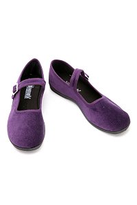 Demonia Purple Velveteen Mary Jane Flats