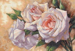 Gold Collection White Roses Counted Cross Stitch Kit