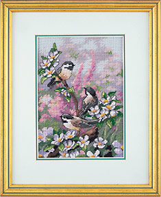 Chickadees in Spring - Cross Stitch Kit by Dimensions