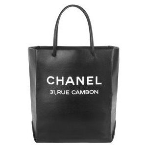 CHANEL Black Leather Shopping Bag