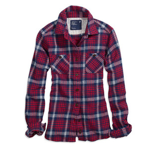 AE Women Shrunken Bonfire Flannel Shirt