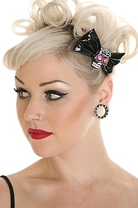 Too Fast Sugar Skull Bow Hair Clip