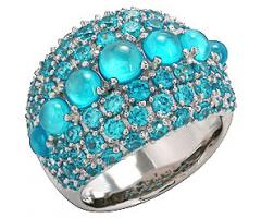 кольцо с голубыми камнями