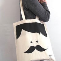 mr moustache tote bag