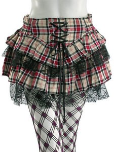 Plaid Cobweb Lace Skirt