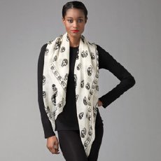 Alexander McQueen Chiffon Skull Scarf (white)