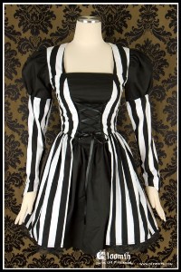 Gloomth Black and White Stripe Overcoat and Skirt OUTFIT corset goth lolita victorian