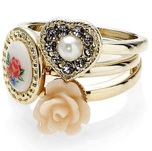 Accessorize rose antique cutesy ring set