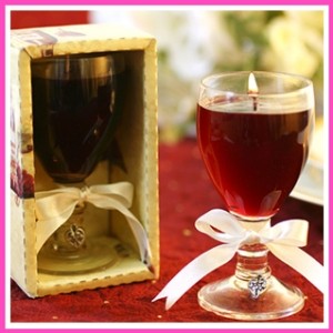 Petite Merlot Wine Glass Gel Candle with Heart Charm