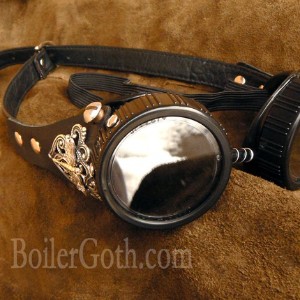Black Steampunk Goggles of the Silver Dragonfly