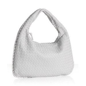 Bottega Veneta   white woven leather 'Veneta' medium hobo