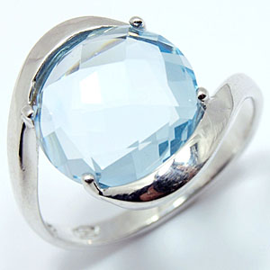 кольцо с голубым топазом