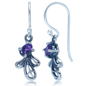 Genuine African Amethyst Sterling Silver Earrings