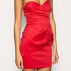 TFNC pleat front bandeau dress