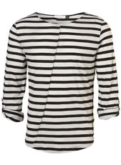 BLACK STRIPED CREW TSHIRT