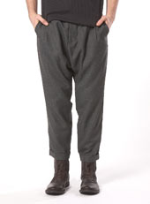 CHARCOAL PUPPYTOOTH SUPER DROP CROTCH TROUSERS