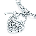 Tiffany Filigree Heart tag bracelet with key