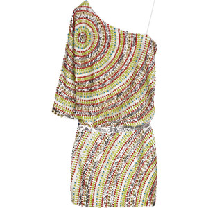 beaded asymmetric mini dress