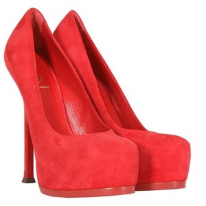 red suede pumps