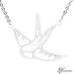 Large Silver Swallow Necklace
