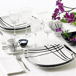 Набор квадратных тарелок чёрно-белых