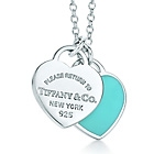 Double heart tag pendant with Tiffany Blue enamel finish