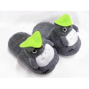 Totoro: Soft Gray Totoro Plush Slippers (Тапочки)