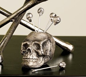 Pottery Barn: Skull Appetizer Picks & Holder