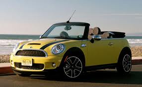 Yellow (or orange) mini cooper cabrio