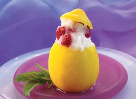 Iced Lemons with Raspberries and Mint