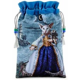 Bohemian Cats "Moon Cat" satin print drawstring with pure silk