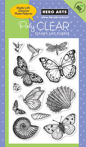 10 Hero Arts Clear Stamps ANTIQUE ENGRAVINGS *CL383 BUTTERFLIES