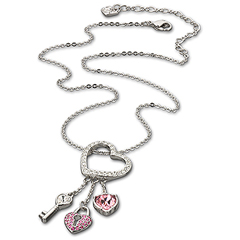 Pink Heart Lock Pendant; Swarovski