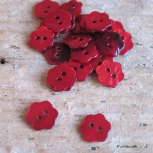 Red Shell Flower Button 15mm