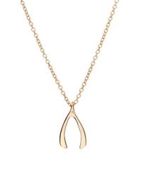 Dogeared Make A Wish Gold Plated Large Wishbone Charm Chain Necklace