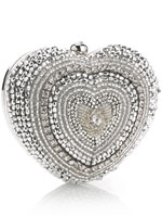 Embellished Hardcase Heart Clutch Bag