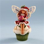 Sweet Seasons-Fairy on Christmas Cupcake Figurine