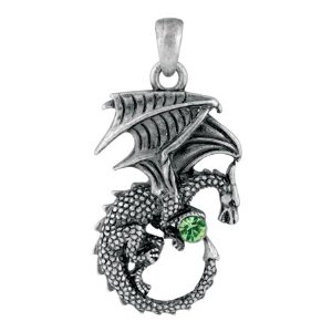Green Ladon Dragon Pendant Collectible Accessory Necklace Serpent