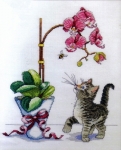 2546 Набор для вышивания Design Works " Orchid Kitty"