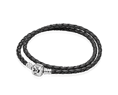 BRACELET, DOUBLE LEATHER GREY