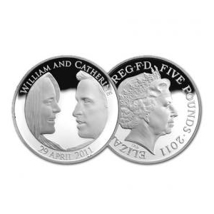 Royal Mint монета, посвященная Ситцевой свадьбе герцога и герцогини Кембриджских