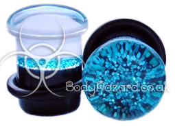 Плаги с блестками голубые, 10мм | Glitter Ear Plugs 10mm blue