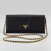 Prada - Saffiano Metal Oro Wallet With Chain