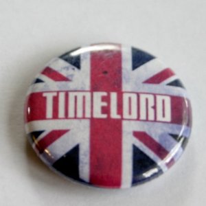 Union Jack Timelord Doctor Who Themed 1 Inch Pinback Button